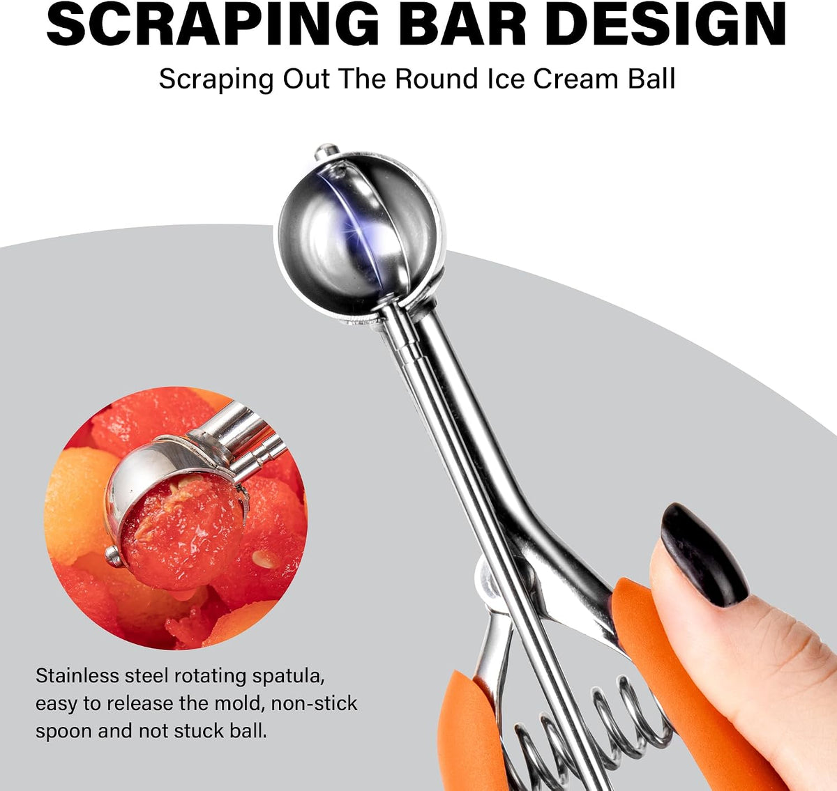 Extra Small Cookie Scoop 1 tsp, Professional Stainless Steel Tiny Ice Cream Scoop 25mm, Melon Baller Scoop Good Soft Grips, Quick Trigger Release