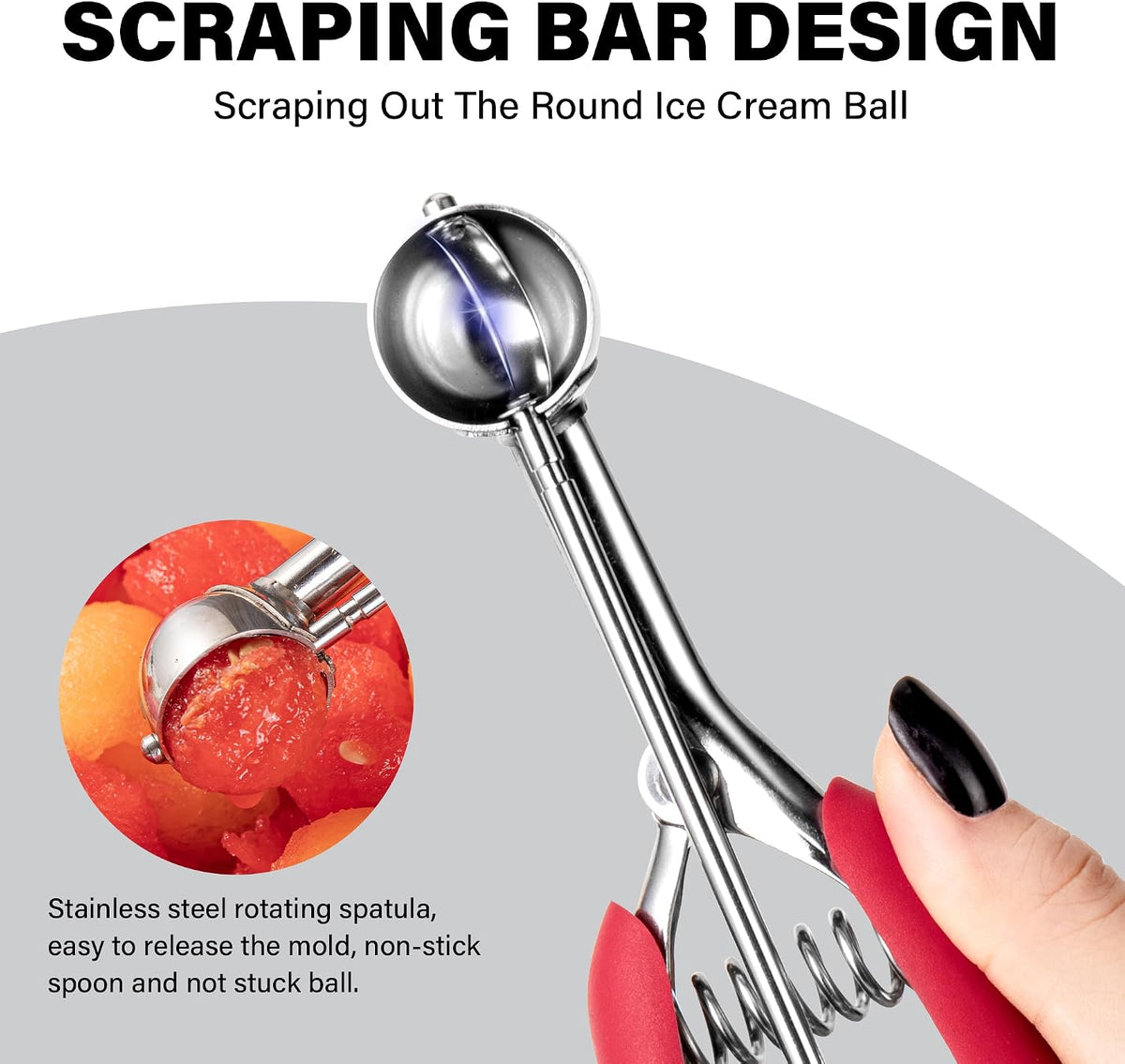 Extra Small Cookie Scoop 1 tsp, Professional Stainless Steel Tiny Ice Cream Scoop 25mm, Melon Baller Scoop Good Soft Grips, Quick Trigger Release