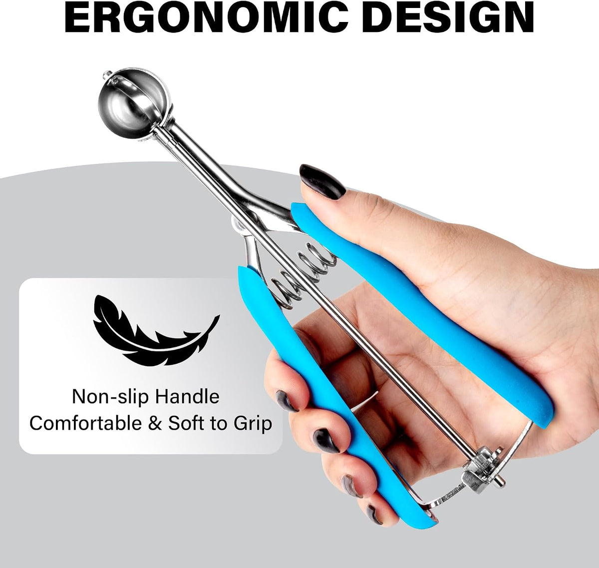 Extra Small Cookie Scoop 1 tsp, Professional Stainless Steel Tiny Ice Cream Scoop 25mm, Melon Baller Scoop Good Soft Grips, Quick Trigger Release