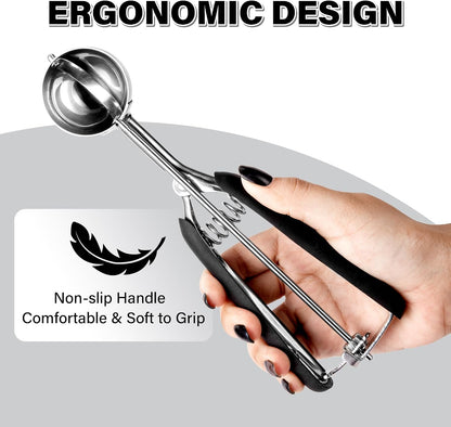 Extra Small Cookie Scoop 1 tsp, Professional Stainless Steel Tiny Ice Cream Scoop 25mm, Melon Baller Scoop Good Soft Grips, Quick Trigger Release