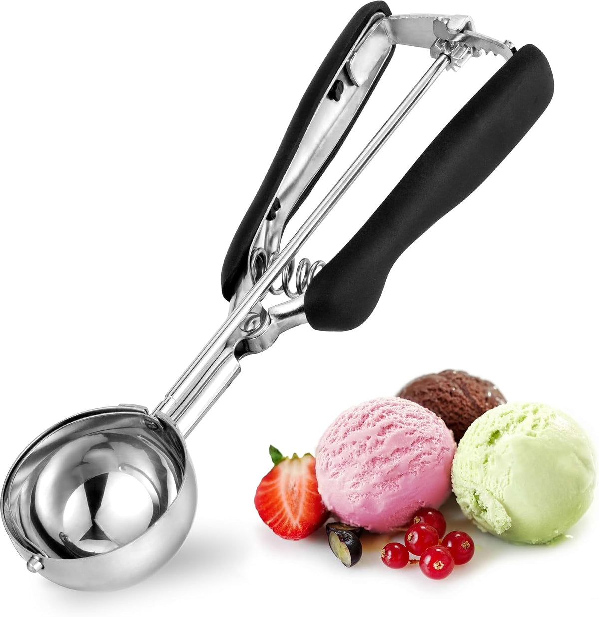 Extra Small Cookie Scoop 1 tsp, Professional Stainless Steel Tiny Ice Cream Scoop 25mm, Melon Baller Scoop Good Soft Grips, Quick Trigger Release