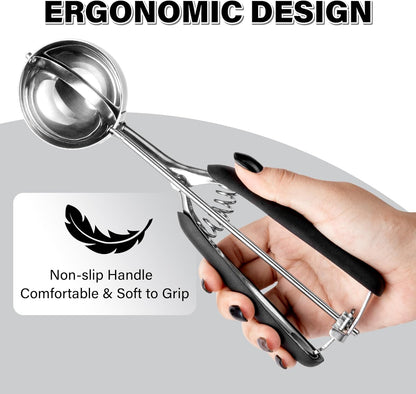 Extra Small Cookie Scoop 1 tsp, Professional Stainless Steel Tiny Ice Cream Scoop 25mm, Melon Baller Scoop Good Soft Grips, Quick Trigger Release