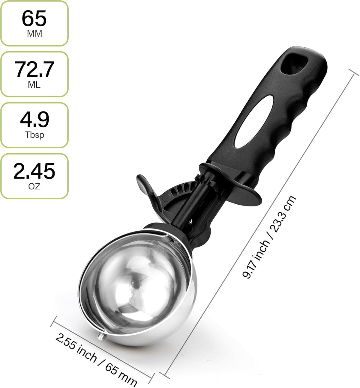 Extra Small Cookie Scoop 1 tsp, Professional Stainless Steel Tiny Ice Cream Scoop 25mm, Melon Baller Scoop Good Soft Grips, Quick Trigger Release