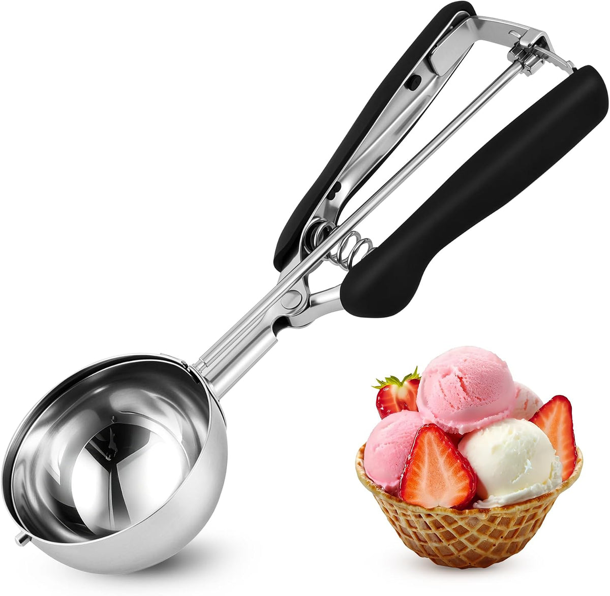 Extra Small Cookie Scoop 1 tsp, Professional Stainless Steel Tiny Ice Cream Scoop 25mm, Melon Baller Scoop Good Soft Grips, Quick Trigger Release