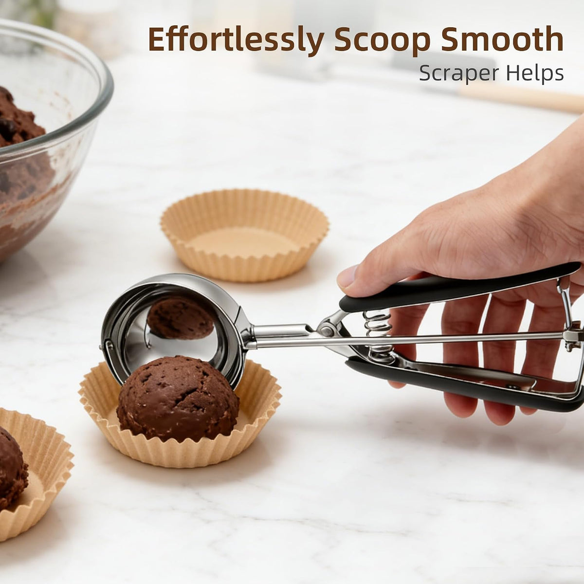 Extra Small Cookie Scoop 1 tsp, Professional Stainless Steel Tiny Ice Cream Scoop 25mm, Melon Baller Scoop Good Soft Grips, Quick Trigger Release