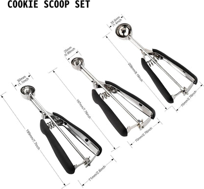 Extra Small Cookie Scoop 1 tsp, Professional Stainless Steel Tiny Ice Cream Scoop 25mm, Melon Baller Scoop Good Soft Grips, Quick Trigger Release