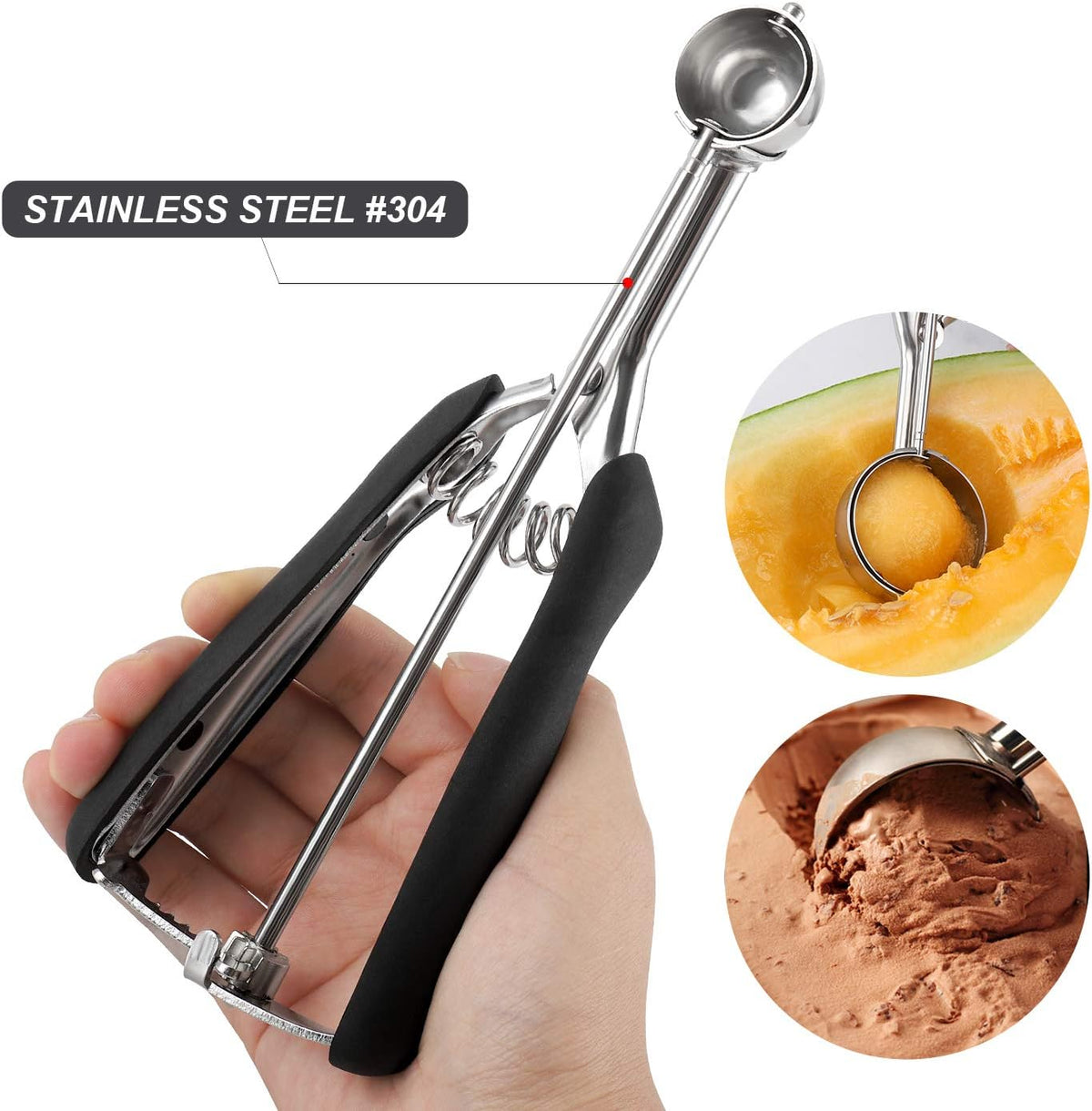 Extra Small Cookie Scoop 1 tsp, Professional Stainless Steel Tiny Ice Cream Scoop 25mm, Melon Baller Scoop Good Soft Grips, Quick Trigger Release