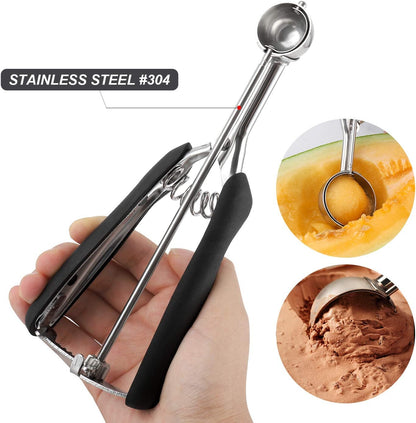 Extra Small Cookie Scoop 1 tsp, Professional Stainless Steel Tiny Ice Cream Scoop 25mm, Melon Baller Scoop Good Soft Grips, Quick Trigger Release