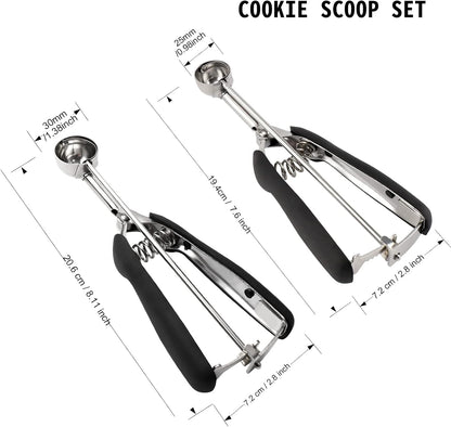 Extra Small Cookie Scoop 1 tsp, Professional Stainless Steel Tiny Ice Cream Scoop 25mm, Melon Baller Scoop Good Soft Grips, Quick Trigger Release