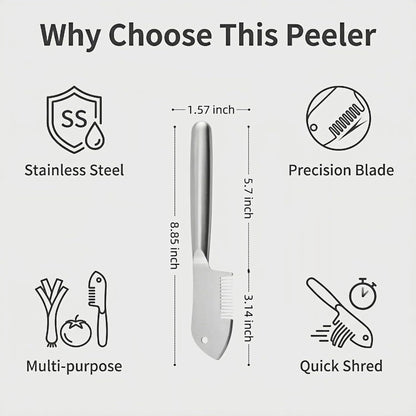 2 in 1 Julienne Peeler, Vegetable Peeler Stainless Steel, Precision Julienne Blade, Multi-Functional Vegetable Julienne Slicer Quick & Easy Kitchen Shredder Tool for Fruit, Potatoes, Carrot (1PC)
