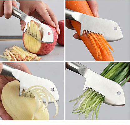 2 in 1 Julienne Peeler, Vegetable Peeler Stainless Steel, Precision Julienne Blade, Multi-Functional Vegetable Julienne Slicer Quick & Easy Kitchen Shredder Tool for Fruit, Potatoes, Carrot (1PC)