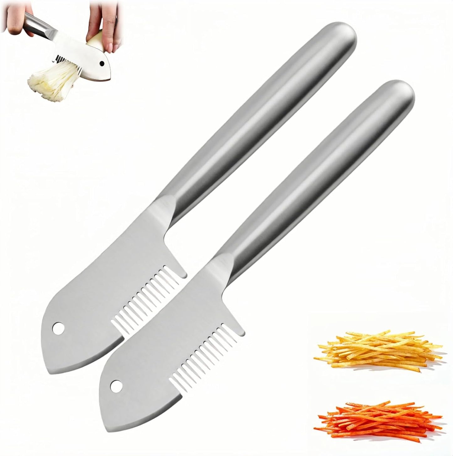 2 in 1 Julienne Peeler, Vegetable Peeler Stainless Steel, Precision Julienne Blade, Multi-Functional Vegetable Julienne Slicer Quick & Easy Kitchen Shredder Tool for Fruit, Potatoes, Carrot (1PC)