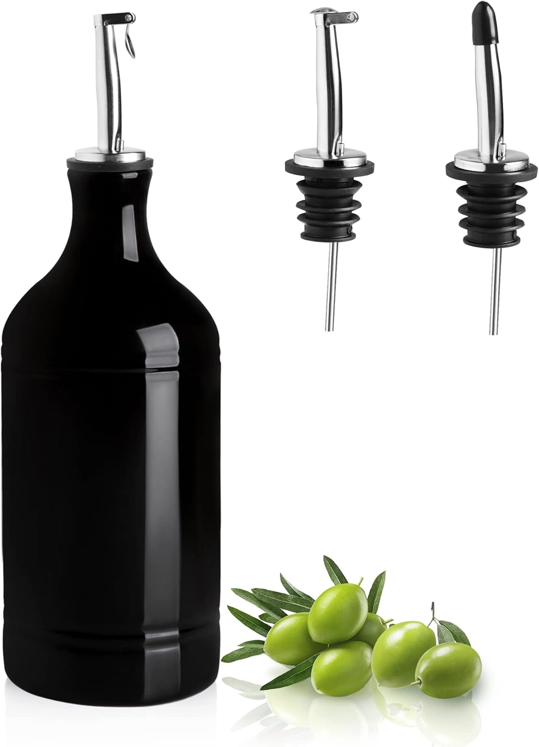 Sweejar Ceramic Olive Oil Dispenser Bottle, Opaque Oil Cruet Protects to Reduce Oxidation, Suitable for Storage Vinegar, Coffee Syrups & Other Liquids, Pack of 1, 15.5 Fl Oz(Beige)