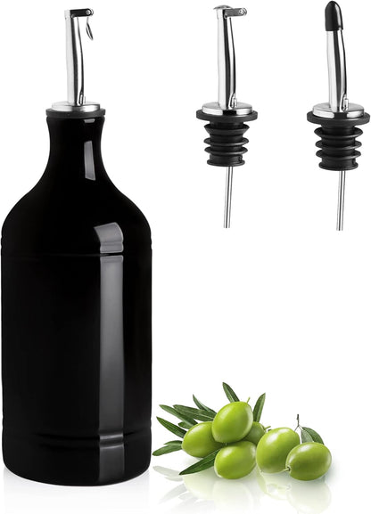 Sweejar Ceramic Olive Oil Dispenser Bottle, Opaque Oil Cruet Protects to Reduce Oxidation, Suitable for Storage Vinegar, Coffee Syrups & Other Liquids, Pack of 1, 15.5 Fl Oz(Beige)