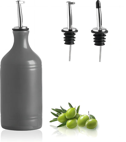 Sweejar Ceramic Olive Oil Dispenser Bottle, Opaque Oil Cruet Protects to Reduce Oxidation, Suitable for Storage Vinegar, Coffee Syrups & Other Liquids, Pack of 1, 15.5 Fl Oz(Beige)