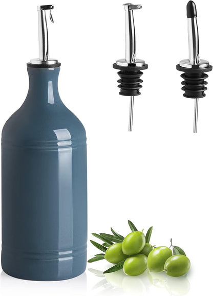 Sweejar Ceramic Olive Oil Dispenser Bottle, Opaque Oil Cruet Protects to Reduce Oxidation, Suitable for Storage Vinegar, Coffee Syrups & Other Liquids, Pack of 1, 15.5 Fl Oz(Beige)