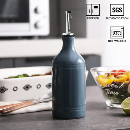 Sweejar Ceramic Olive Oil Dispenser Bottle, Opaque Oil Cruet Protects to Reduce Oxidation, Suitable for Storage Vinegar, Coffee Syrups & Other Liquids, Pack of 1, 15.5 Fl Oz(Beige)