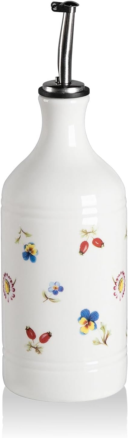 Sweejar Ceramic Olive Oil Dispenser Bottle, Opaque Oil Cruet Protects to Reduce Oxidation, Suitable for Storage Vinegar, Coffee Syrups & Other Liquids, Pack of 1, 15.5 Fl Oz(Beige)