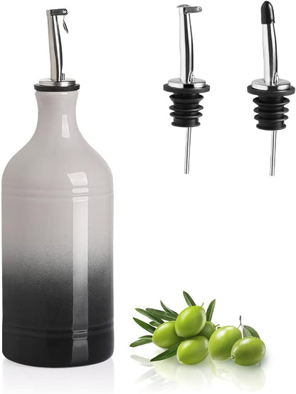 Sweejar Ceramic Olive Oil Dispenser Bottle, Opaque Oil Cruet Protects to Reduce Oxidation, Suitable for Storage Vinegar, Coffee Syrups & Other Liquids, Pack of 1, 15.5 Fl Oz(Beige)