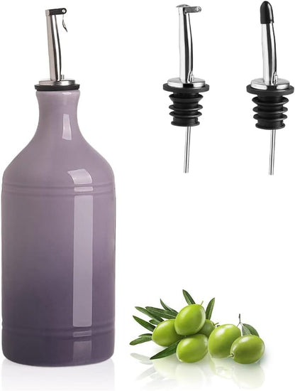 Sweejar Ceramic Olive Oil Dispenser Bottle, Opaque Oil Cruet Protects to Reduce Oxidation, Suitable for Storage Vinegar, Coffee Syrups & Other Liquids, Pack of 1, 15.5 Fl Oz(Beige)