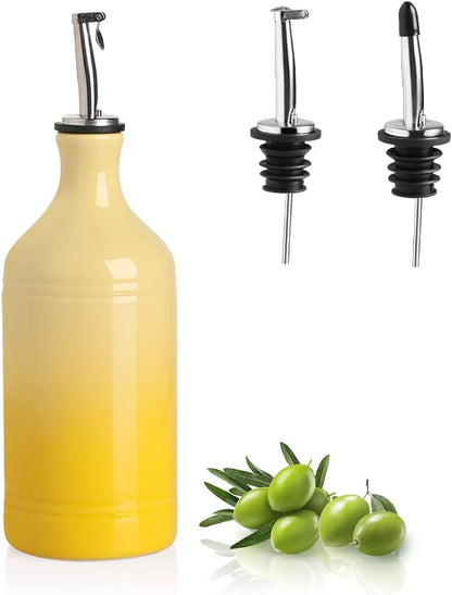 Sweejar Ceramic Olive Oil Dispenser Bottle, Opaque Oil Cruet Protects to Reduce Oxidation, Suitable for Storage Vinegar, Coffee Syrups & Other Liquids, Pack of 1, 15.5 Fl Oz(Beige)