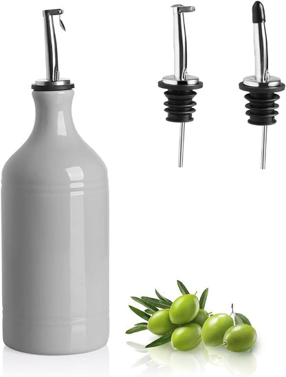 Sweejar Ceramic Olive Oil Dispenser Bottle, Opaque Oil Cruet Protects to Reduce Oxidation, Suitable for Storage Vinegar, Coffee Syrups & Other Liquids, Pack of 1, 15.5 Fl Oz(Beige)