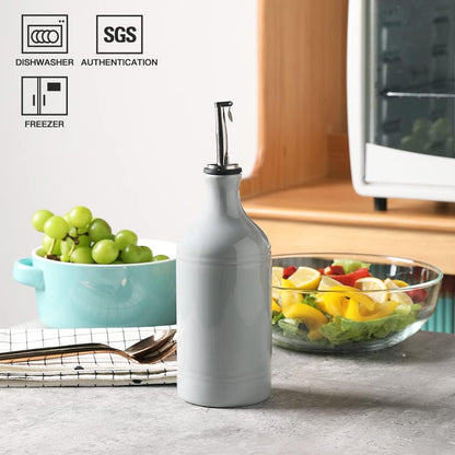 Sweejar Ceramic Olive Oil Dispenser Bottle, Opaque Oil Cruet Protects to Reduce Oxidation, Suitable for Storage Vinegar, Coffee Syrups & Other Liquids, Pack of 1, 15.5 Fl Oz(Beige)