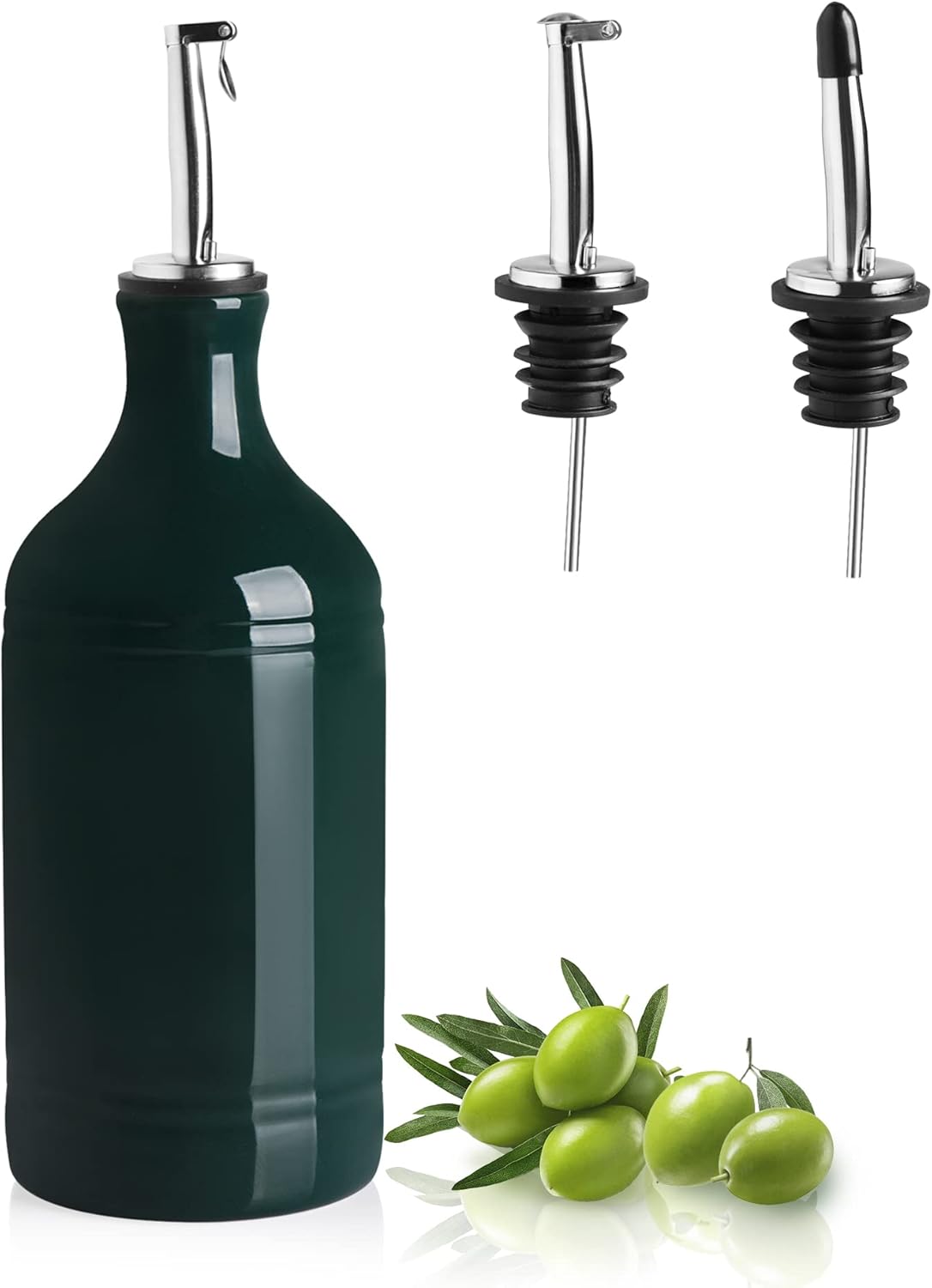 Sweejar Ceramic Olive Oil Dispenser Bottle, Opaque Oil Cruet Protects to Reduce Oxidation, Suitable for Storage Vinegar, Coffee Syrups & Other Liquids, Pack of 1, 15.5 Fl Oz(Beige)