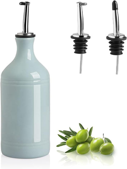 Sweejar Ceramic Olive Oil Dispenser Bottle, Opaque Oil Cruet Protects to Reduce Oxidation, Suitable for Storage Vinegar, Coffee Syrups & Other Liquids, Pack of 1, 15.5 Fl Oz(Beige)