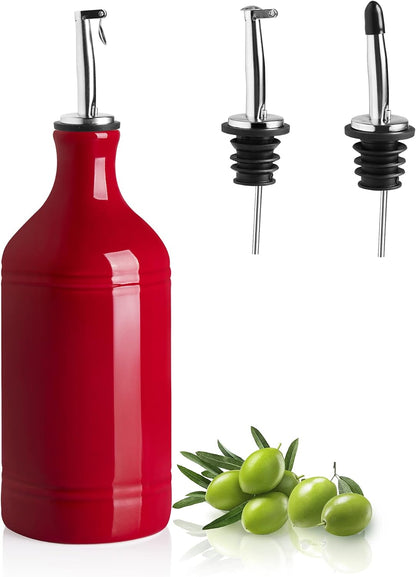 Sweejar Ceramic Olive Oil Dispenser Bottle, Opaque Oil Cruet Protects to Reduce Oxidation, Suitable for Storage Vinegar, Coffee Syrups & Other Liquids, Pack of 1, 15.5 Fl Oz(Beige)