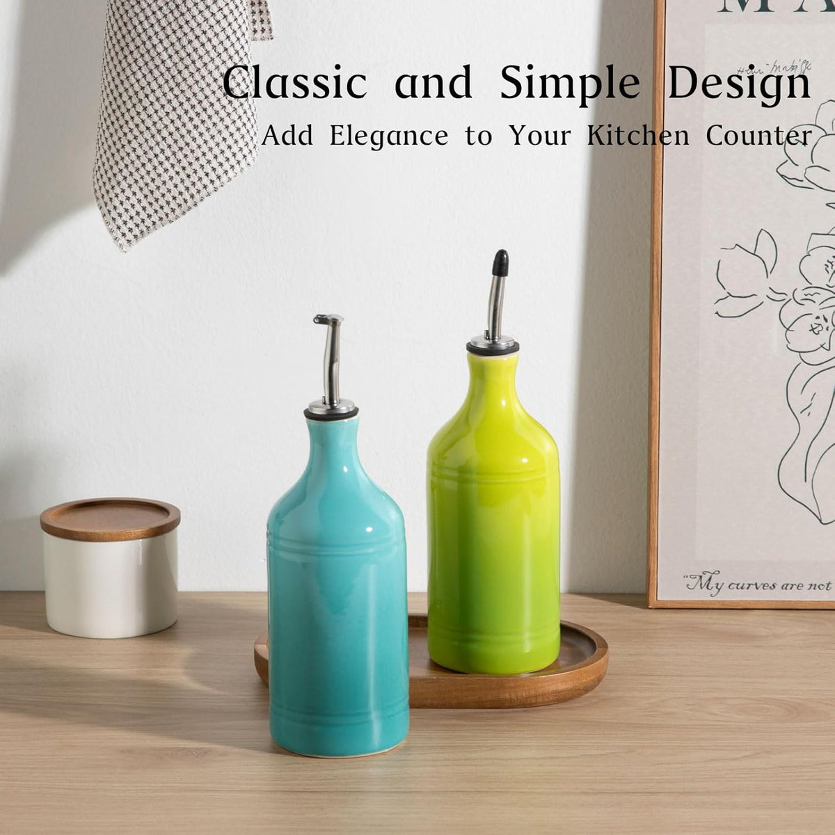 Sweejar Ceramic Olive Oil Dispenser Bottle, Opaque Oil Cruet Protects to Reduce Oxidation, Suitable for Storage Vinegar, Coffee Syrups & Other Liquids, Pack of 1, 15.5 Fl Oz(Beige)