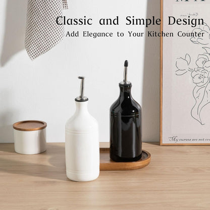 Sweejar Ceramic Olive Oil Dispenser Bottle, Opaque Oil Cruet Protects to Reduce Oxidation, Suitable for Storage Vinegar, Coffee Syrups & Other Liquids, Pack of 1, 15.5 Fl Oz(Beige)