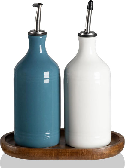 Sweejar Ceramic Olive Oil Dispenser Bottle, Opaque Oil Cruet Protects to Reduce Oxidation, Suitable for Storage Vinegar, Coffee Syrups & Other Liquids, Pack of 1, 15.5 Fl Oz(Beige)