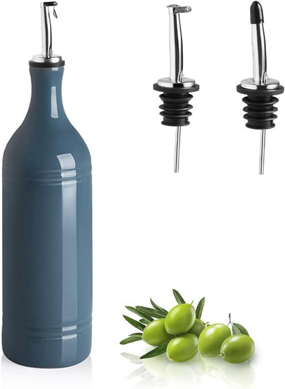 Sweejar Ceramic Olive Oil Dispenser Bottle, Opaque Oil Cruet Protects to Reduce Oxidation, Suitable for Storage Vinegar, Coffee Syrups & Other Liquids, Pack of 1, 15.5 Fl Oz(Beige)