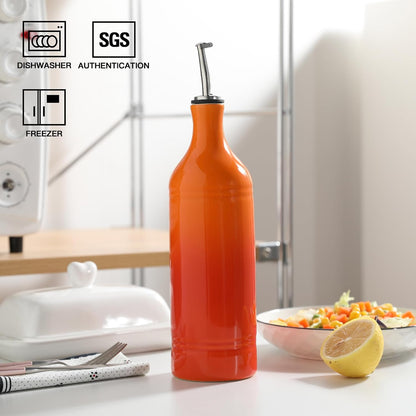 Sweejar Ceramic Olive Oil Dispenser Bottle, Opaque Oil Cruet Protects to Reduce Oxidation, Suitable for Storage Vinegar, Coffee Syrups & Other Liquids, Pack of 1, 15.5 Fl Oz(Beige)