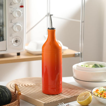 Sweejar Ceramic Olive Oil Dispenser Bottle, Opaque Oil Cruet Protects to Reduce Oxidation, Suitable for Storage Vinegar, Coffee Syrups & Other Liquids, Pack of 1, 15.5 Fl Oz(Beige)