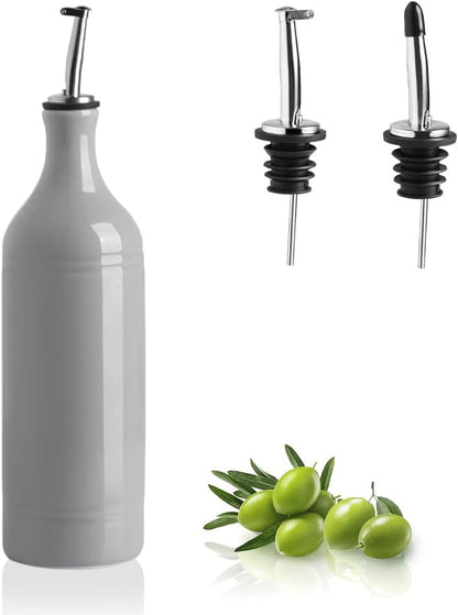 Sweejar Ceramic Olive Oil Dispenser Bottle, Opaque Oil Cruet Protects to Reduce Oxidation, Suitable for Storage Vinegar, Coffee Syrups & Other Liquids, Pack of 1, 15.5 Fl Oz(Beige)