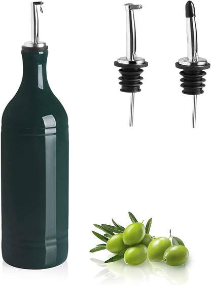 Sweejar Ceramic Olive Oil Dispenser Bottle, Opaque Oil Cruet Protects to Reduce Oxidation, Suitable for Storage Vinegar, Coffee Syrups & Other Liquids, Pack of 1, 15.5 Fl Oz(Beige)