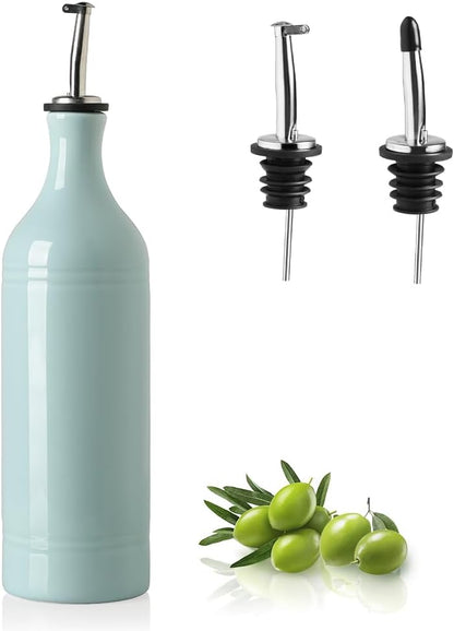 Sweejar Ceramic Olive Oil Dispenser Bottle, Opaque Oil Cruet Protects to Reduce Oxidation, Suitable for Storage Vinegar, Coffee Syrups & Other Liquids, Pack of 1, 15.5 Fl Oz(Beige)