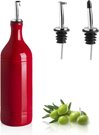 Sweejar Ceramic Olive Oil Dispenser Bottle, Opaque Oil Cruet Protects to Reduce Oxidation, Suitable for Storage Vinegar, Coffee Syrups & Other Liquids, Pack of 1, 15.5 Fl Oz(Beige)