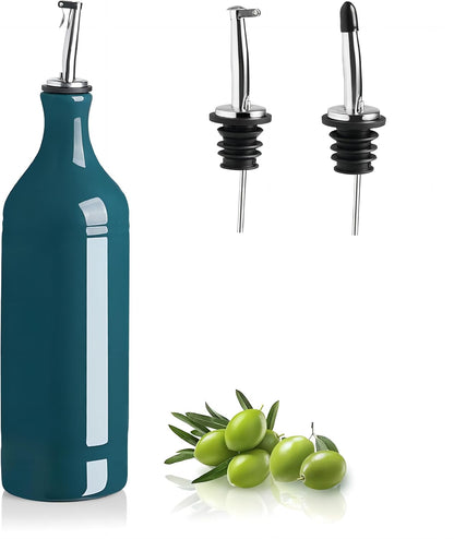 Sweejar Ceramic Olive Oil Dispenser Bottle, Opaque Oil Cruet Protects to Reduce Oxidation, Suitable for Storage Vinegar, Coffee Syrups & Other Liquids, Pack of 1, 15.5 Fl Oz(Beige)
