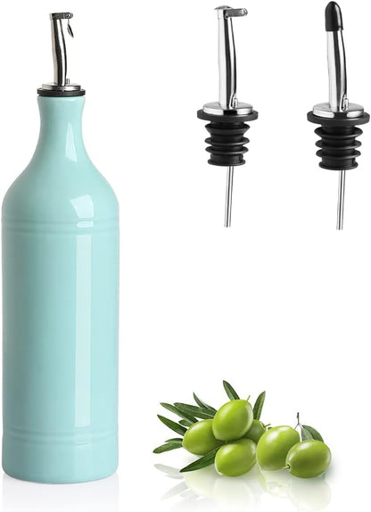 Sweejar Ceramic Olive Oil Dispenser Bottle, Opaque Oil Cruet Protects to Reduce Oxidation, Suitable for Storage Vinegar, Coffee Syrups & Other Liquids, Pack of 1, 15.5 Fl Oz(Beige)