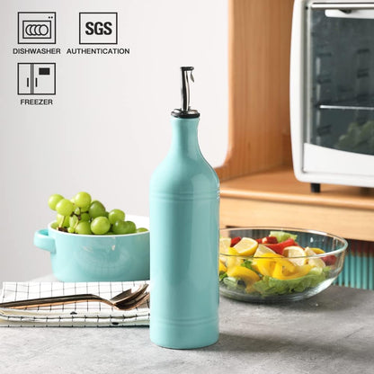 Sweejar Ceramic Olive Oil Dispenser Bottle, Opaque Oil Cruet Protects to Reduce Oxidation, Suitable for Storage Vinegar, Coffee Syrups & Other Liquids, Pack of 1, 15.5 Fl Oz(Beige)
