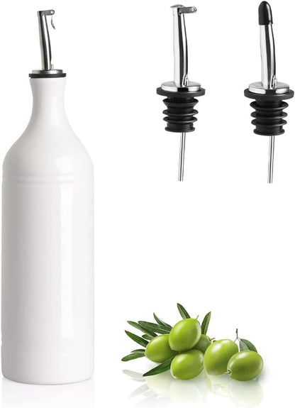 Sweejar Ceramic Olive Oil Dispenser Bottle, Opaque Oil Cruet Protects to Reduce Oxidation, Suitable for Storage Vinegar, Coffee Syrups & Other Liquids, Pack of 1, 15.5 Fl Oz(Beige)