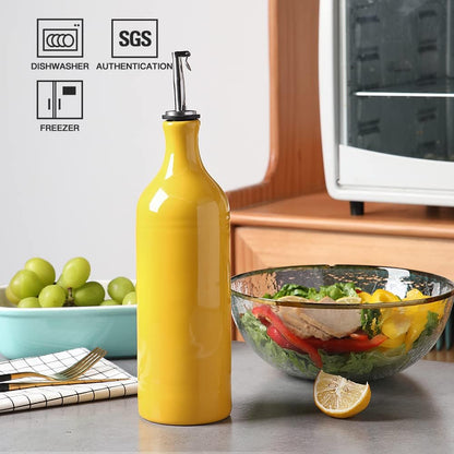 Sweejar Ceramic Olive Oil Dispenser Bottle, Opaque Oil Cruet Protects to Reduce Oxidation, Suitable for Storage Vinegar, Coffee Syrups & Other Liquids, Pack of 1, 15.5 Fl Oz(Beige)