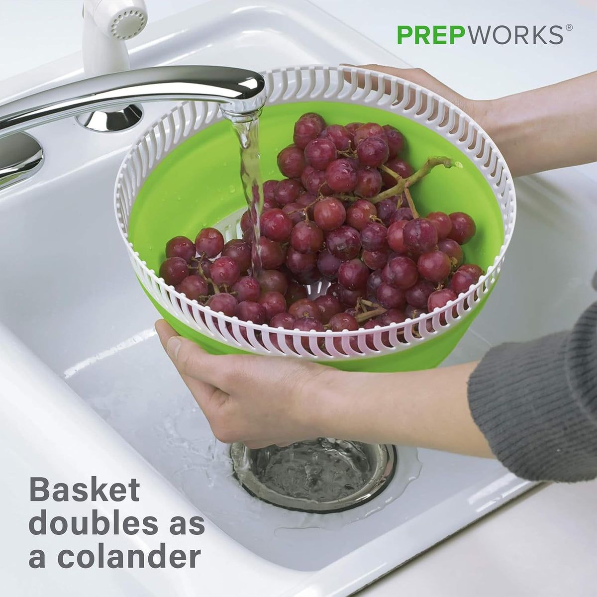 PrepWorks 3 Qt Collapsible Salad Spinner for Quick Salad Washing and Drying