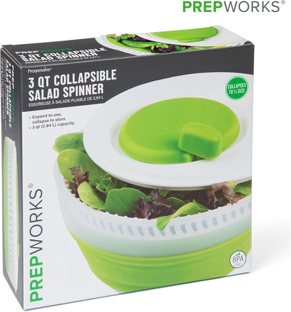 PrepWorks 3 Qt Collapsible Salad Spinner for Quick Salad Washing and Drying