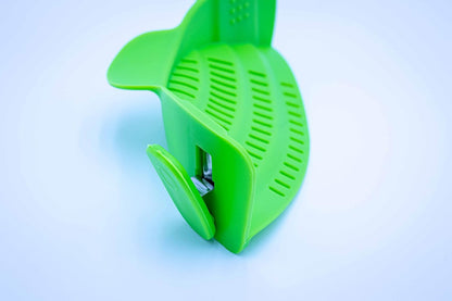 Adjustable Snap On Strainer for Pots, Pans, & Bowls - Food Grade Silicone and Heat Resistant Clip Colander Straining Pasta, Fruits, Vegetables, Lime Green, Small, Compact (SNP-STN)
