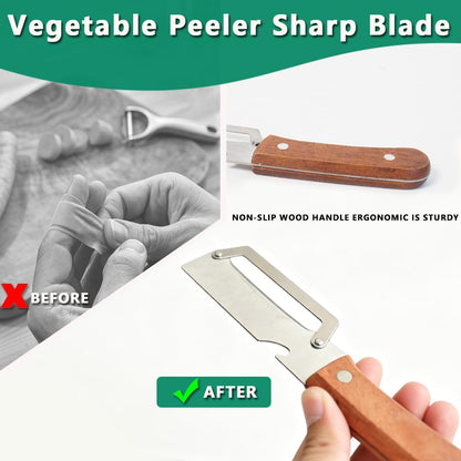 Multi Functional Vegetable Peeler for Kitchen，1 Pack | Wooden handle with built-in bottle opener, sharp stainless steel blade for fruit, kiwi, potato and pumpkin