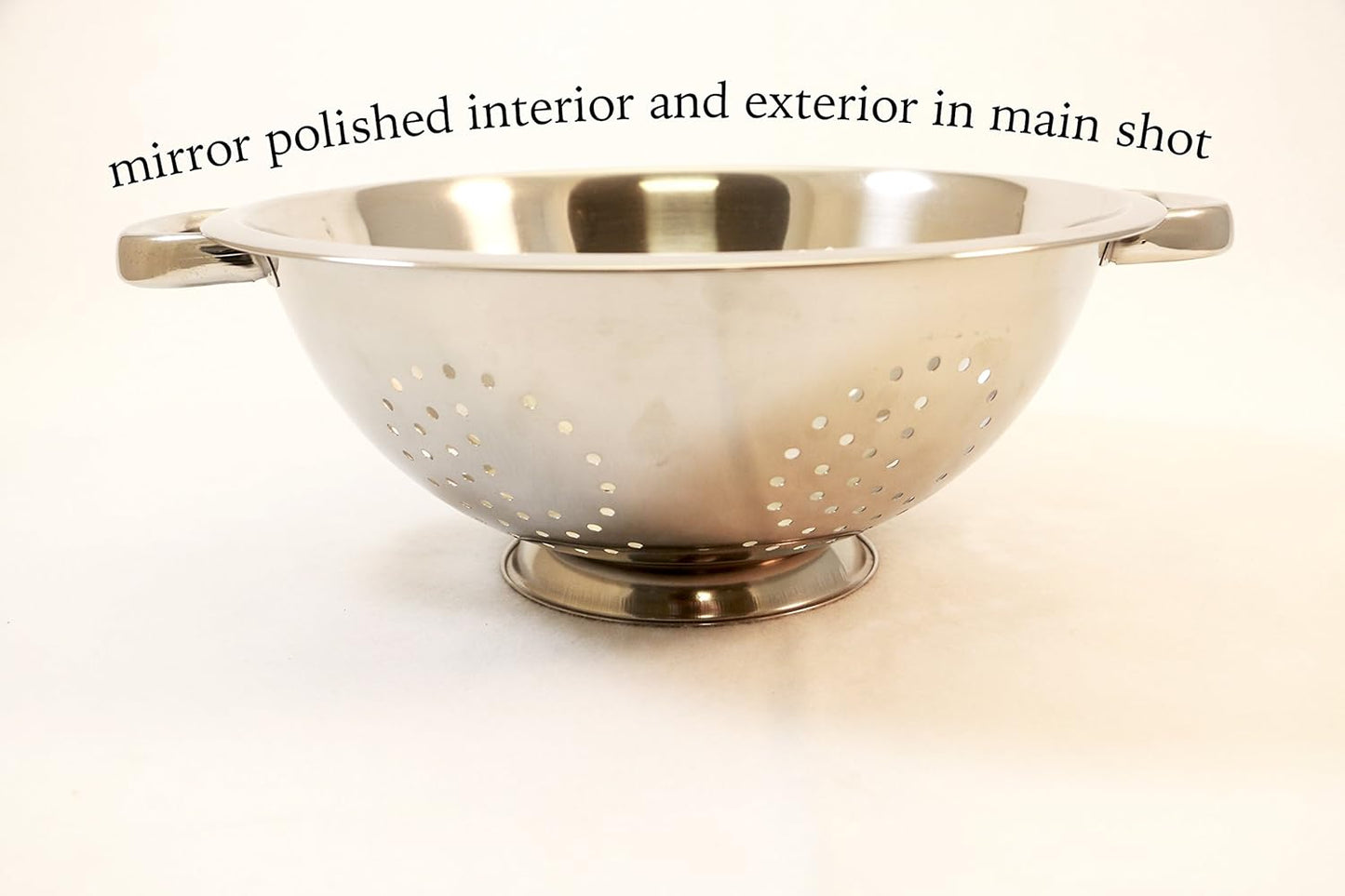 Heavy Duty Stainless Steel Colander 5 Qt | Easy Grip Handles | Self-Draining Base | Mirror Polished | Dishwasher Safe | Pack of 1